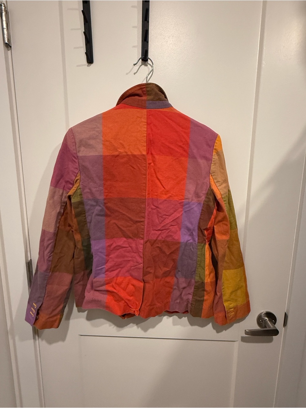 Colorblock Patchwork Cotton Blazer Jacket - Multi - Picture 4 of 7